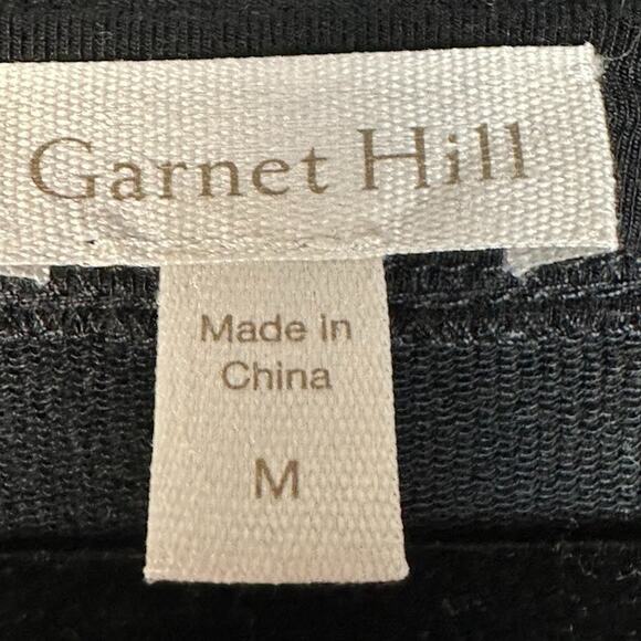 Garnet Hill Dress Womens Medium Black Embroidered Beachy Boho Preppy Comfort - Picture 5 of 14